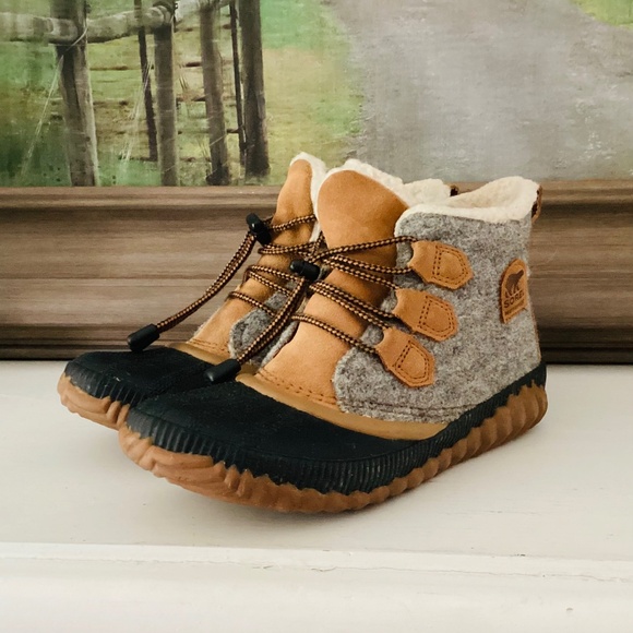 Sorel Out N About Plus Duck Boots Women US 5 UK 4 Snow Gray Felt Tan NY1954-052 - Picture 11 of 12